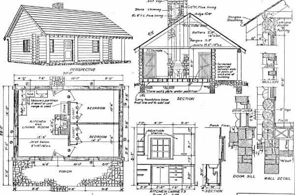 Free 2 bedroom log cabin plans PDF